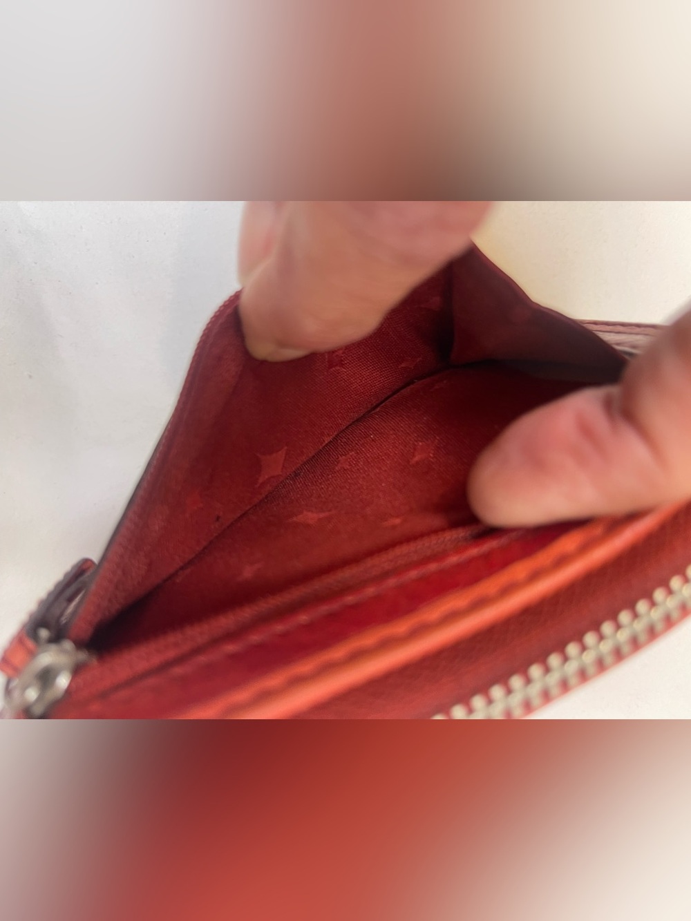 Fossil Red Leather Zip Wallet with Swan Accent - Picture 7 of 16